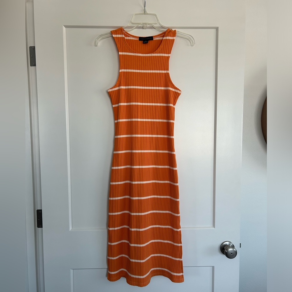 Sanctuary orange and cream striped body con dress size small perfect condition
